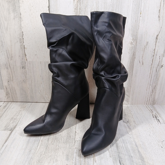 New Dolce Vita Women's Wandah Black Heeled Boots Slouchy Detail #1068 - Picture 3 of 12